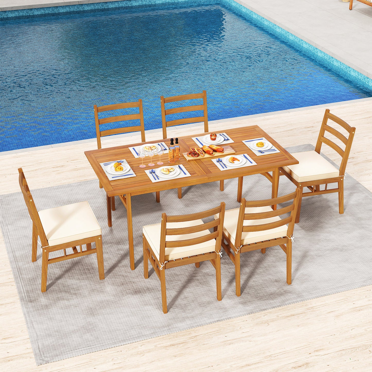 Acacia Wood Dining Chairs Set of 4 with Padded Cushions