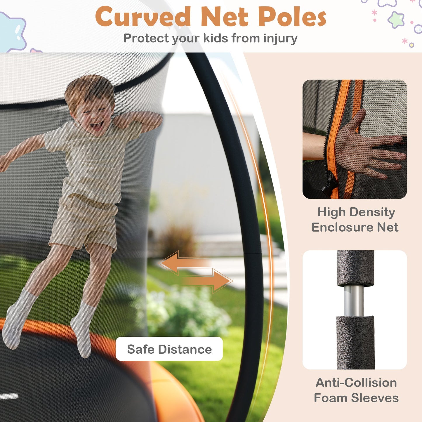 12FT Outdoor Trampoline Heavy-Duty Recreational Trampoline with Safety Enclosure Net