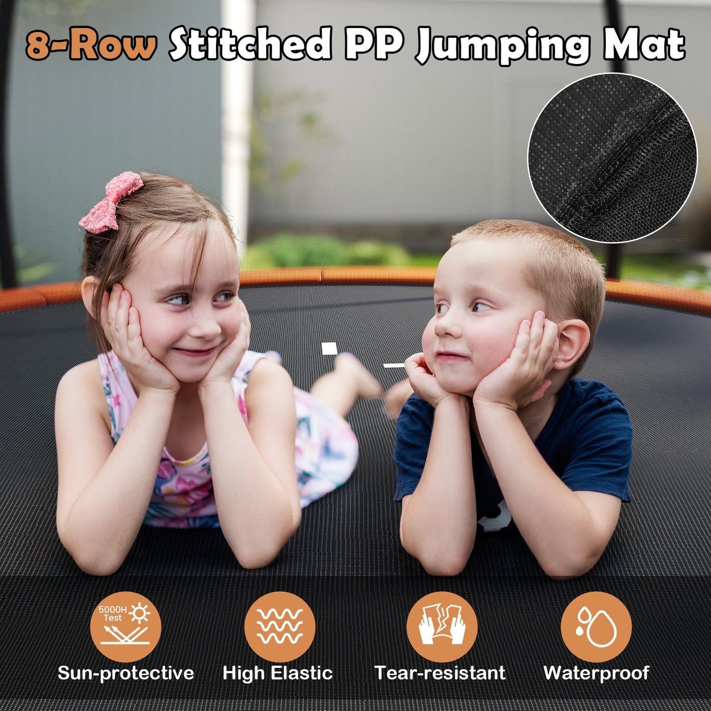 12FT Outdoor Trampoline Heavy-Duty Recreational Trampoline with Safety Enclosure Net
