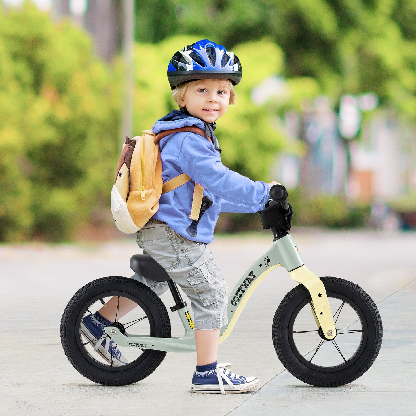 12-Inch Balance Bike with Adjustable Seat and Rotatable Handlebar for Over 36 Months Old