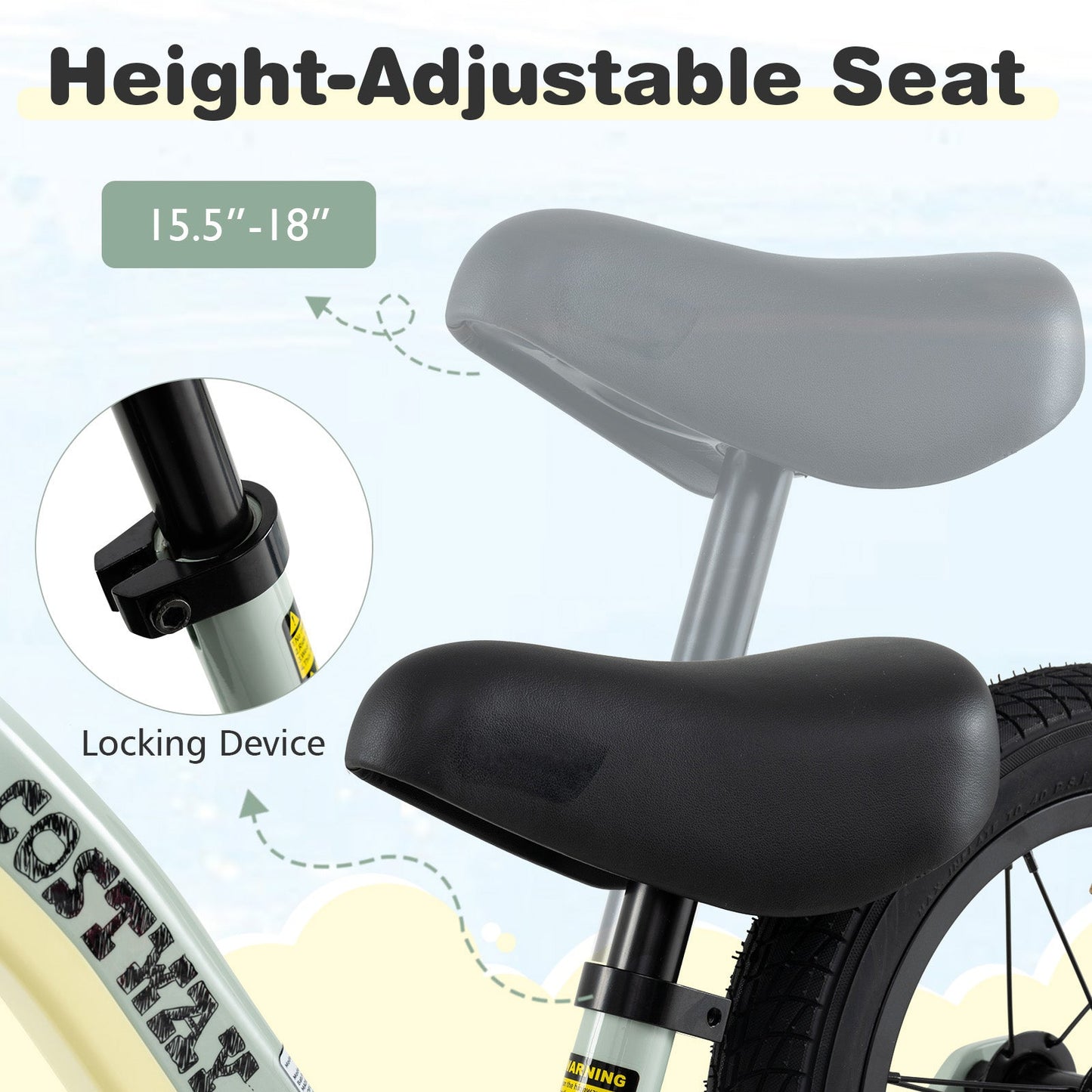 12-Inch Balance Bike with Adjustable Seat and Rotatable Handlebar for Over 36 Months Old