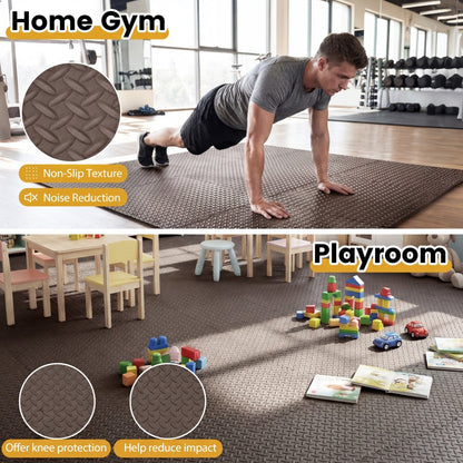 Puzzle Exercise Floor Mats 1/2 Inch Thick - 12 Tiles