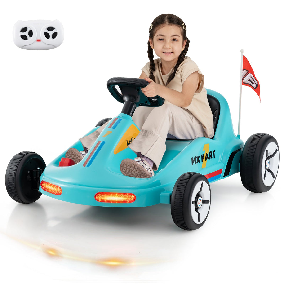 12V Electric Go Kart for Kids Race Toy with Remote Control and Music