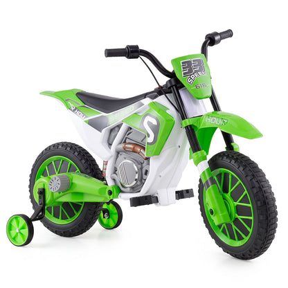 12V Kids Motorcycle with Training Wheels and Spring Suspension