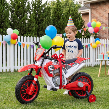12V Kids Motorcycle with Training Wheels and Spring Suspension