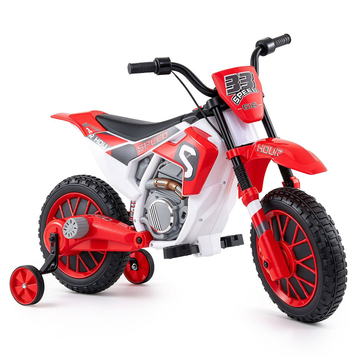 12V Kids Motorcycle with Training Wheels and Spring Suspension