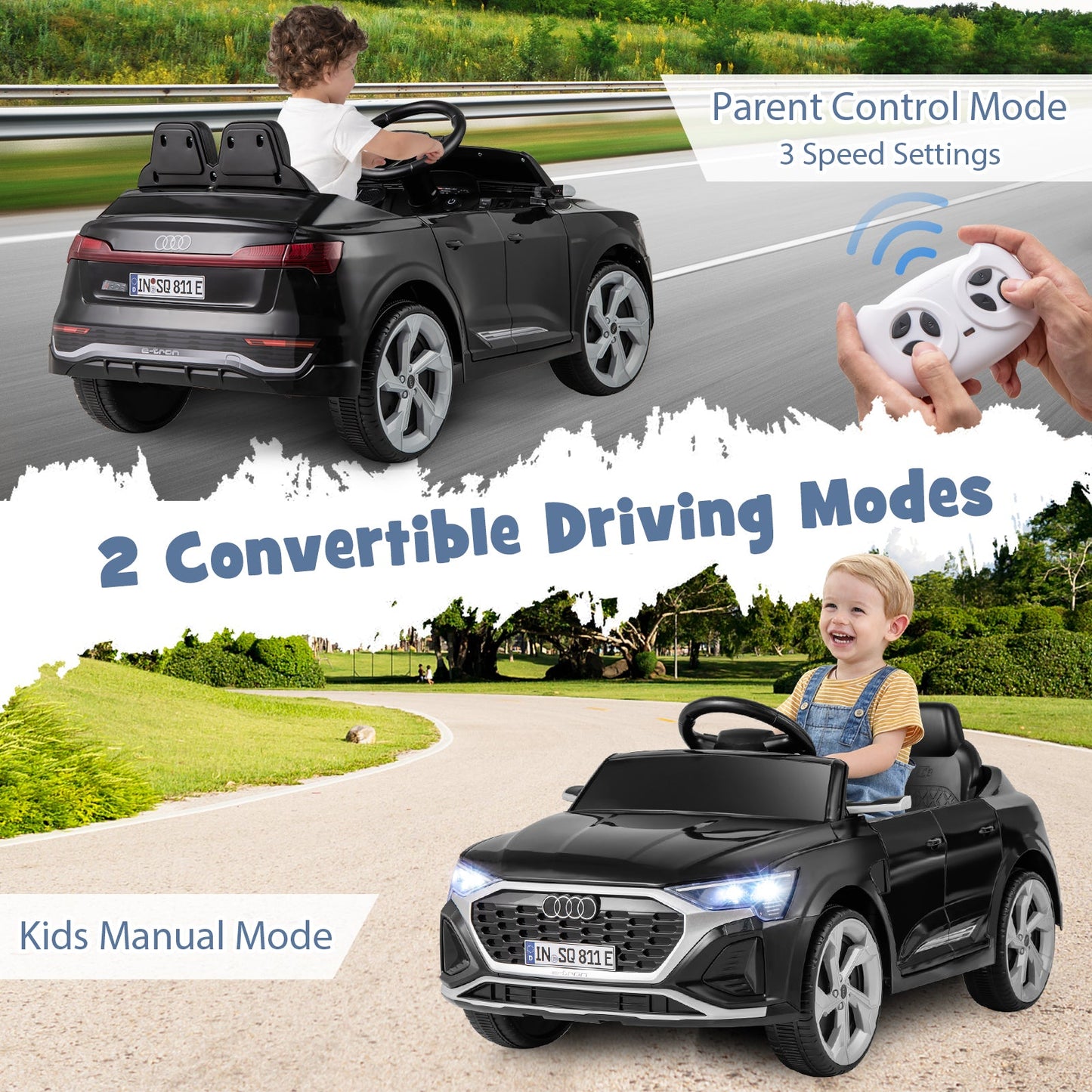 12V Kids Ride on Car Licensed Audi SQ8 with Remote Control and 3 Speeds