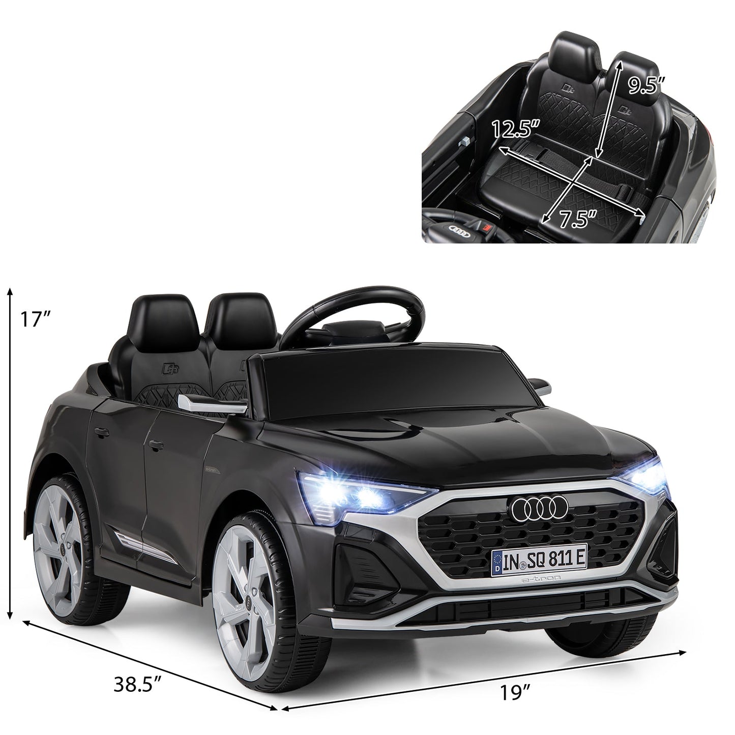 12V Kids Ride on Car Licensed Audi SQ8 with Remote Control and 3 Speeds