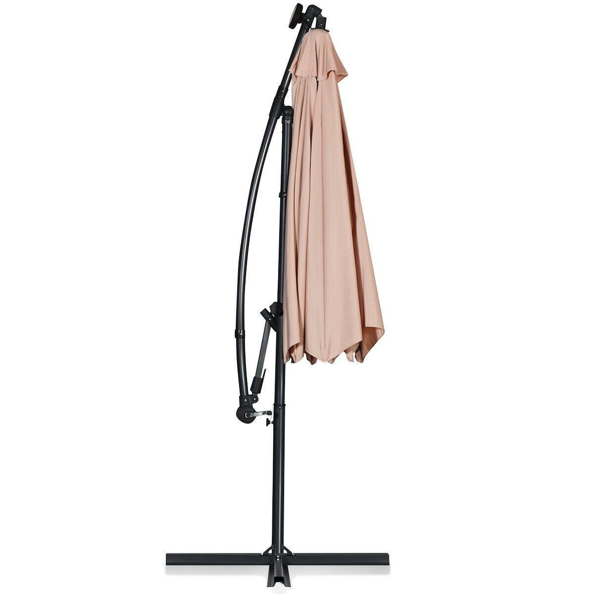 10 Feet 360° Rotation Solar Powered LED Patio Offset Umbrella without Weight Base-Gray