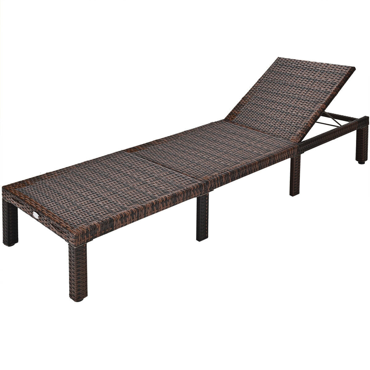 Adjustable Rattan Chaise Lounge with Cushion
