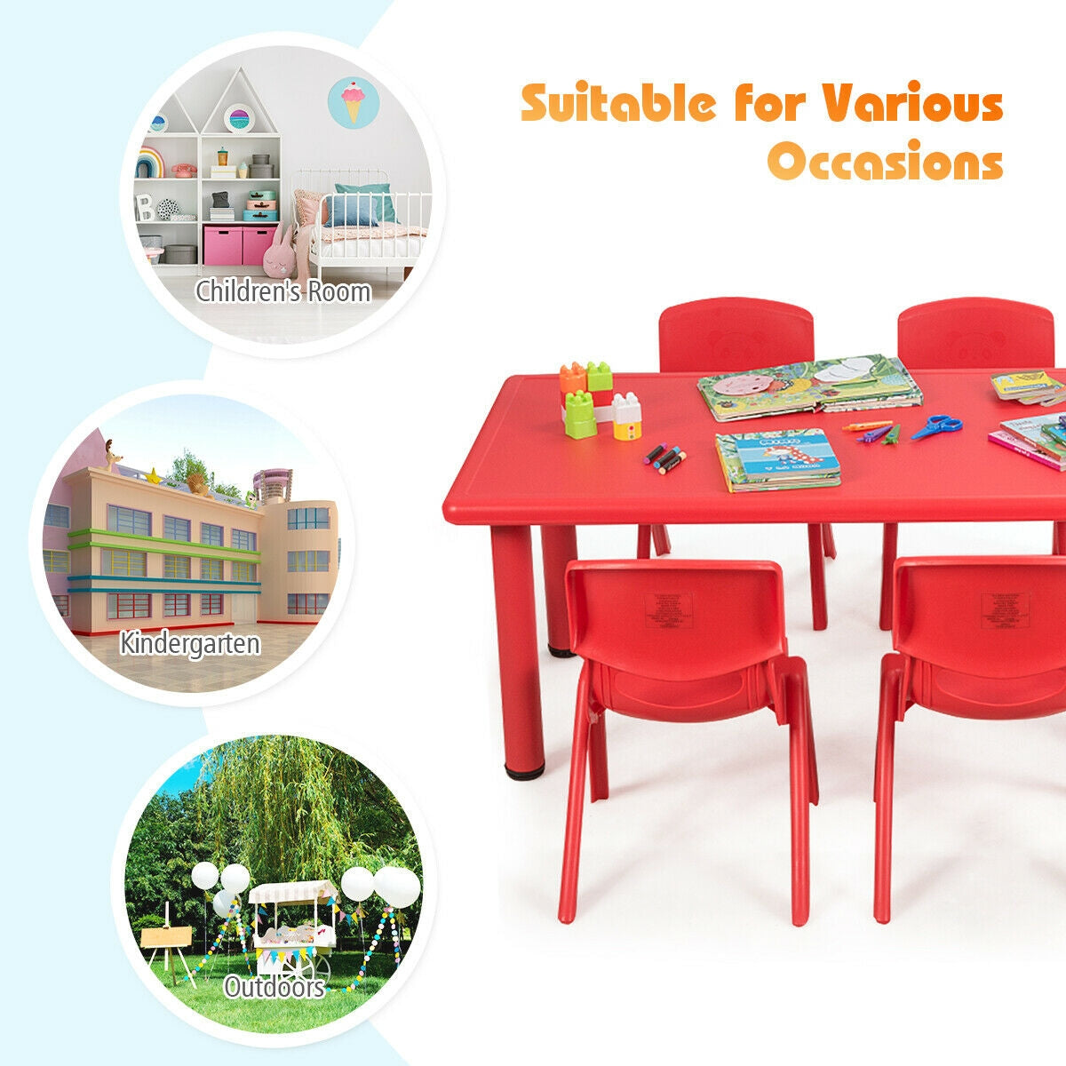 Kids Rectangular Plastic Activity Table for Learning & Play