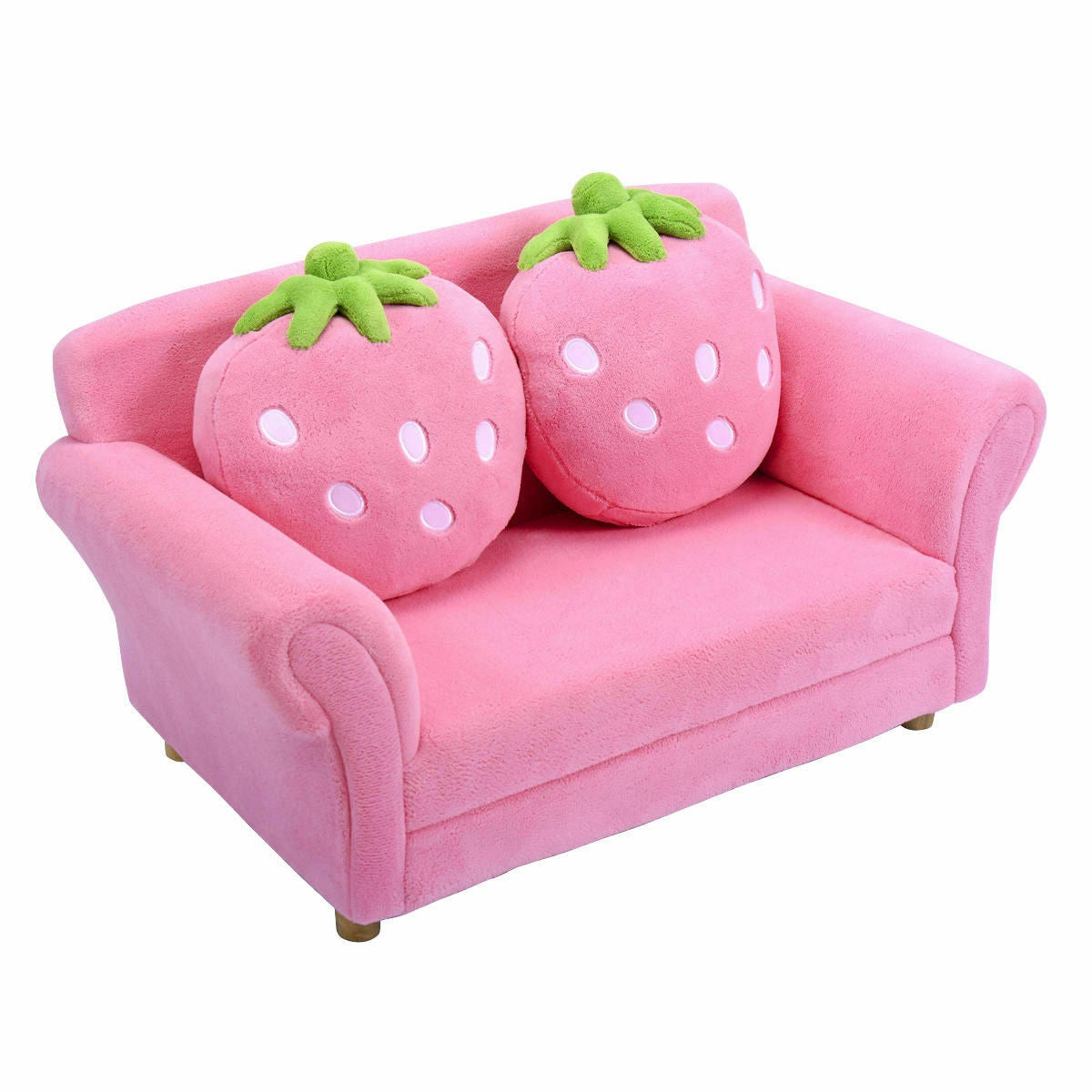 Kids Strawberry Armrest Sofa Chair with 2 Pillows - Pink