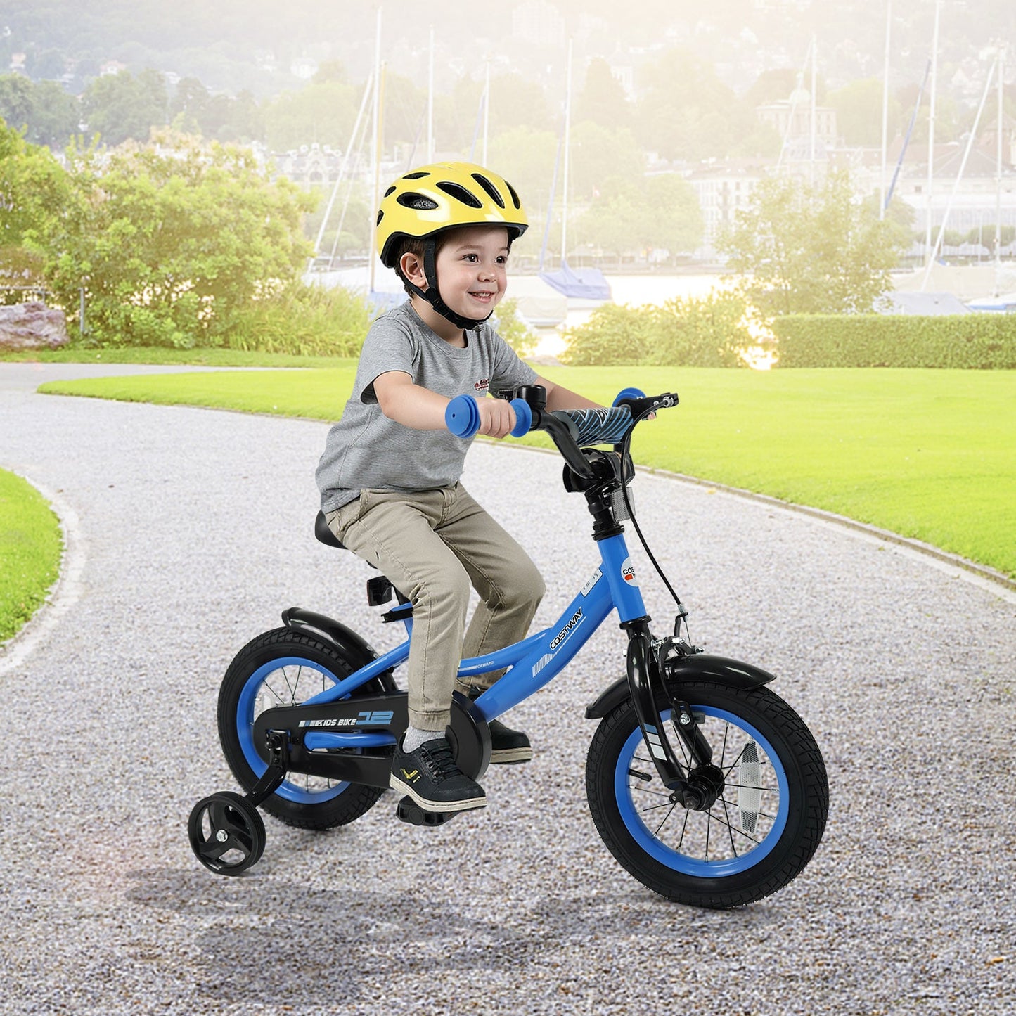 12/14/16/18 Inches Kids Bike with Removable Training Wheels and Adjustable Seatfor 3-8 Years Old Navy
