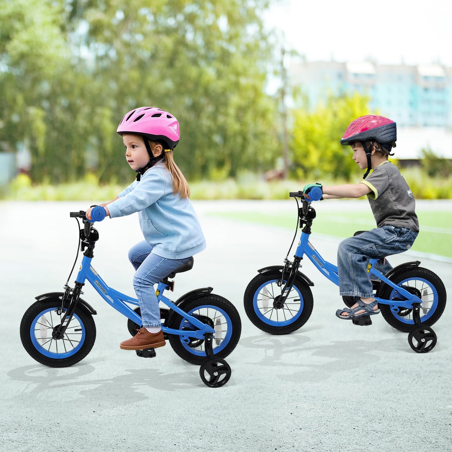 12/14/16/18 Inches Kids Bike with Removable Training Wheels and Adjustable Seatfor 3-8 Years Old Navy