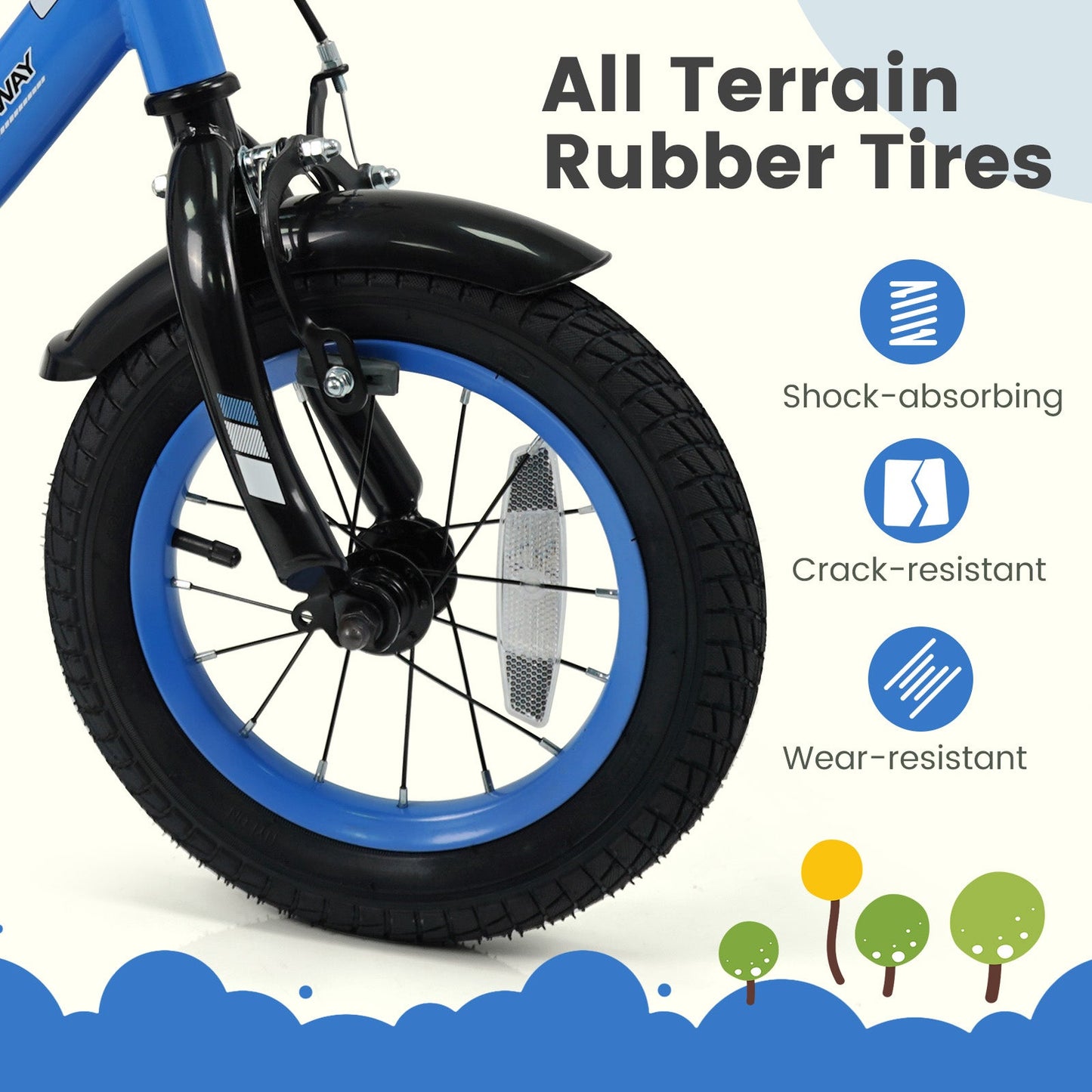 12/14/16/18 Inches Kids Bike with Removable Training Wheels and Adjustable Seatfor 3-8 Years Old Navy
