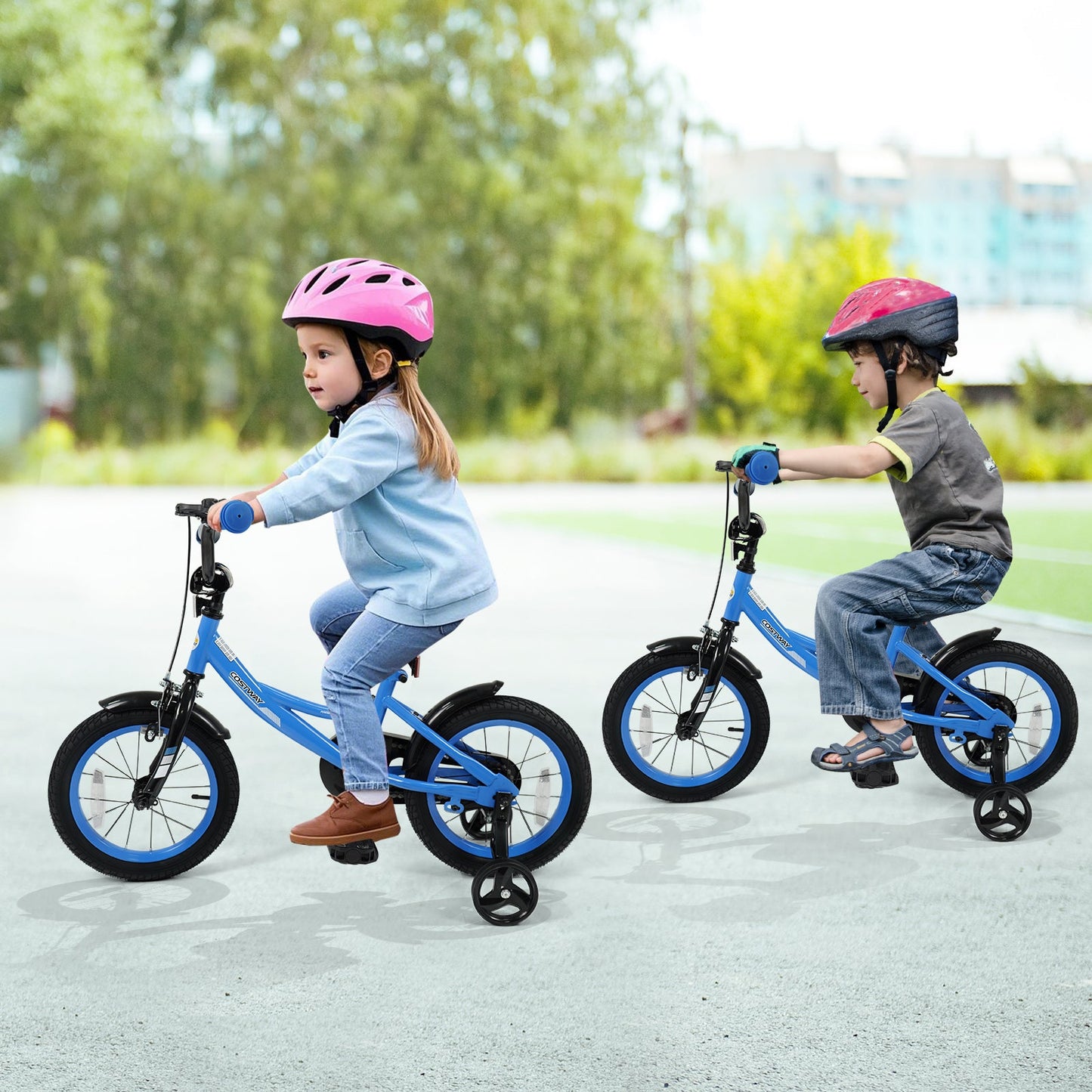 12/14/16/18 Inches Kids Bike with Removable Training Wheels and Adjustable Seatfor 3-8 Years Old Navy