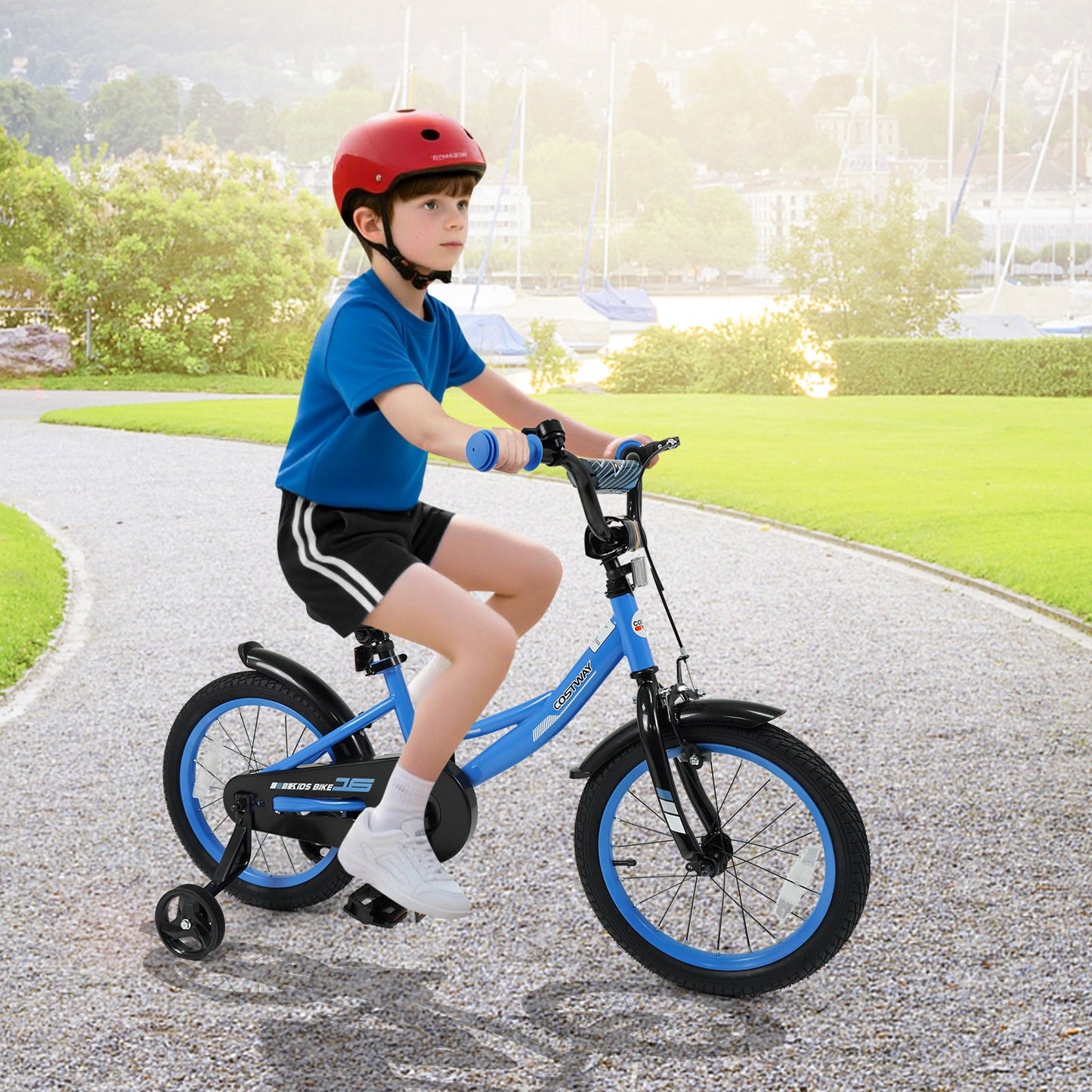12/14/16/18 Inches Kids Bike with Removable Training Wheels and Adjustable Seatfor 3-8 Years Old Navy