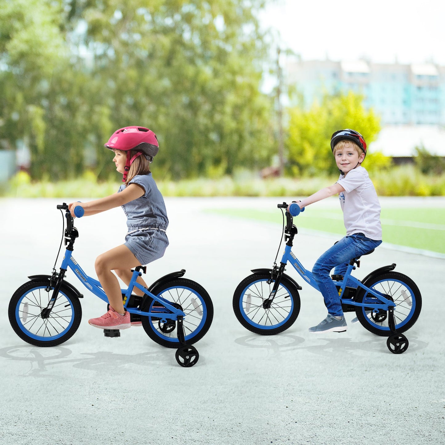 12/14/16/18 Inches Kids Bike with Removable Training Wheels and Adjustable Seatfor 3-8 Years Old Navy