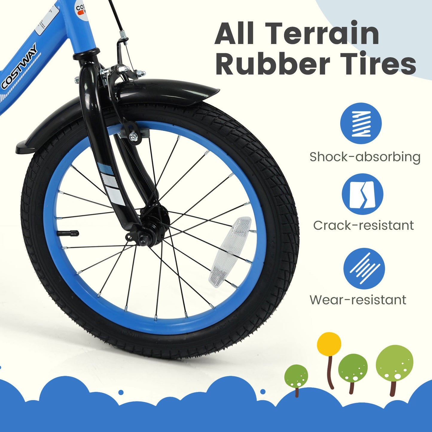 12/14/16/18 Inches Kids Bike with Removable Training Wheels and Adjustable Seatfor 3-8 Years Old Navy