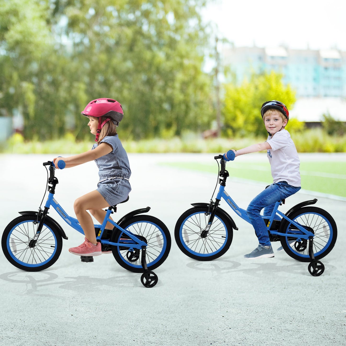 12/14/16/18 Inches Kids Bike with Removable Training Wheels and Adjustable Seatfor 3-8 Years Old Navy