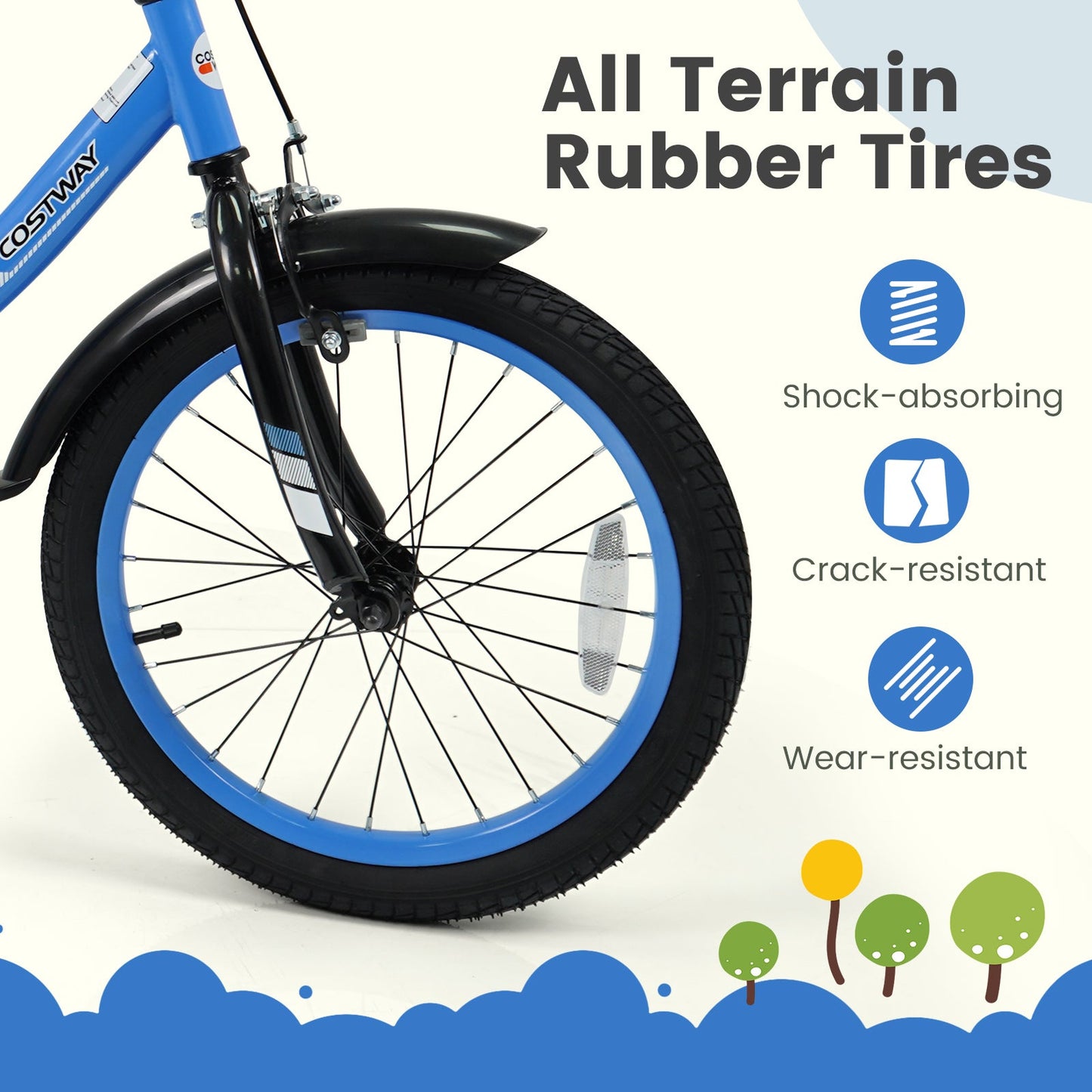 12/14/16/18 Inches Kids Bike with Removable Training Wheels and Adjustable Seatfor 3-8 Years Old Navy