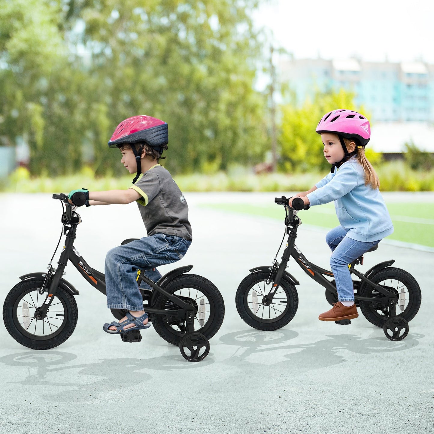 12/14/16/18 Inches Kids Bike with Removable Training Wheels and Adjustable Seatfor 3-8 Years Old Black
