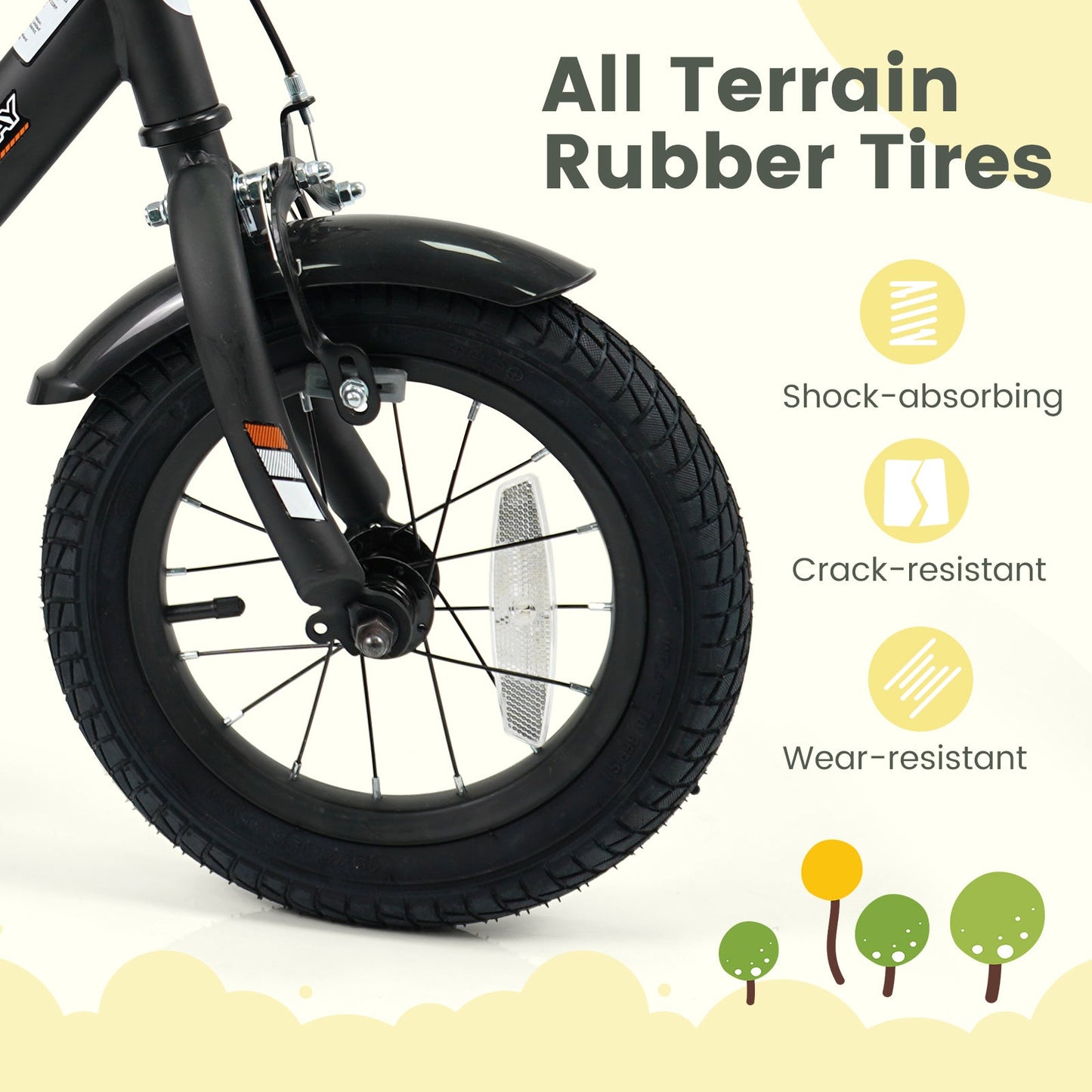 12/14/16/18 Inches Kids Bike with Removable Training Wheels and Adjustable Seatfor 3-8 Years Old Black
