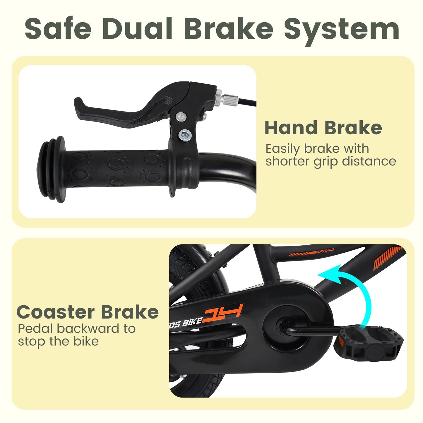 12/14/16/18 Inches Kids Bike with Removable Training Wheels and Adjustable Seatfor 3-8 Years Old Black
