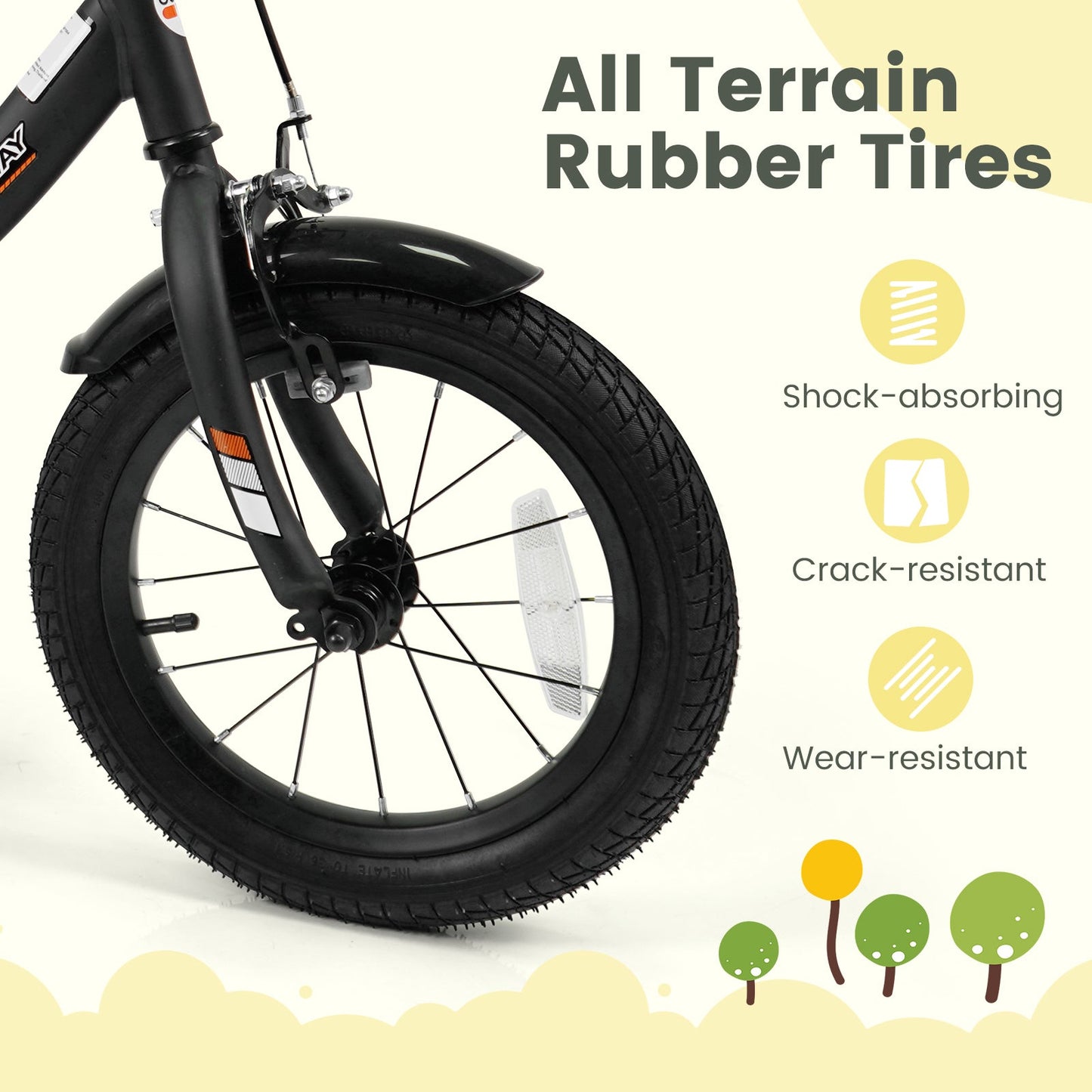 12/14/16/18 Inches Kids Bike with Removable Training Wheels and Adjustable Seatfor 3-8 Years Old Black