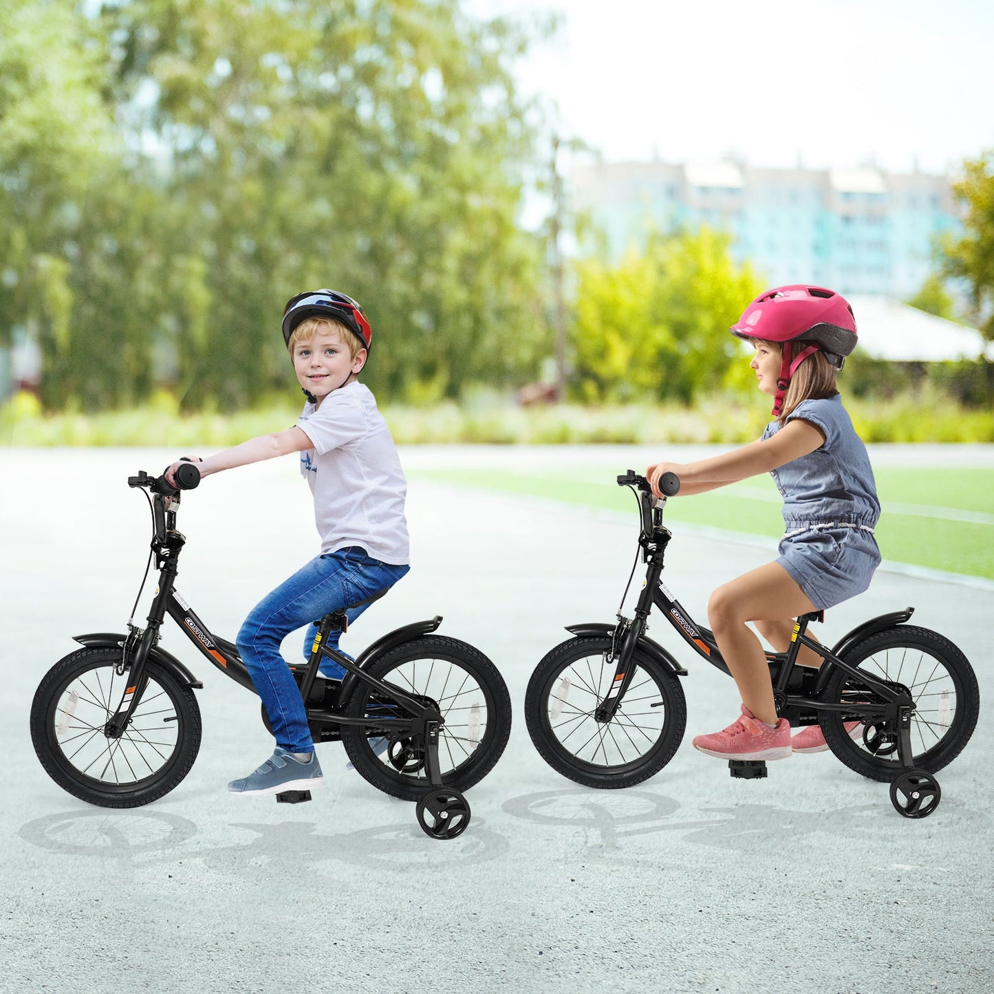 12/14/16/18 Inches Kids Bike with Removable Training Wheels and Adjustable Seatfor 3-8 Years Old Black