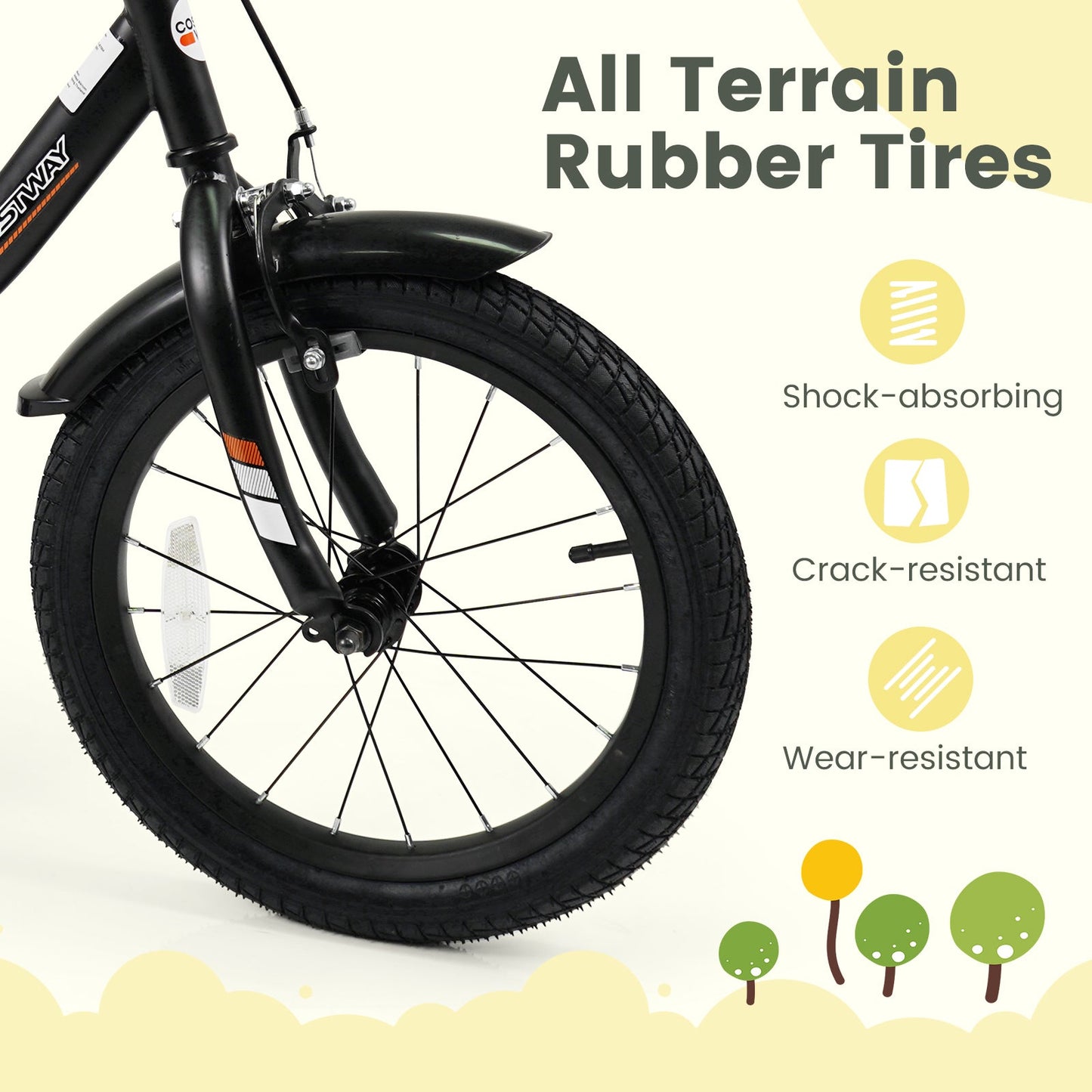 12/14/16/18 Inches Kids Bike with Removable Training Wheels and Adjustable Seatfor 3-8 Years Old Black
