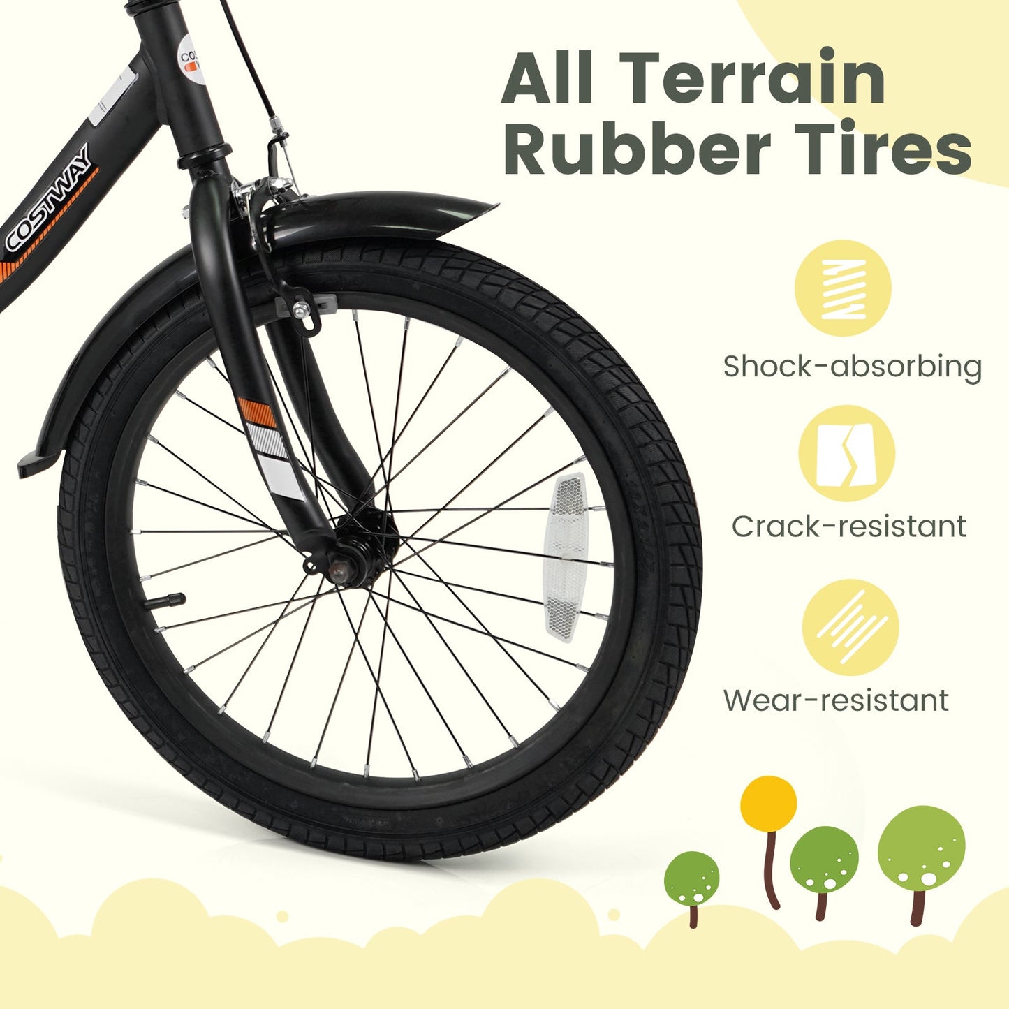 12/14/16/18 Inches Kids Bike with Removable Training Wheels and Adjustable Seatfor 3-8 Years Old Black