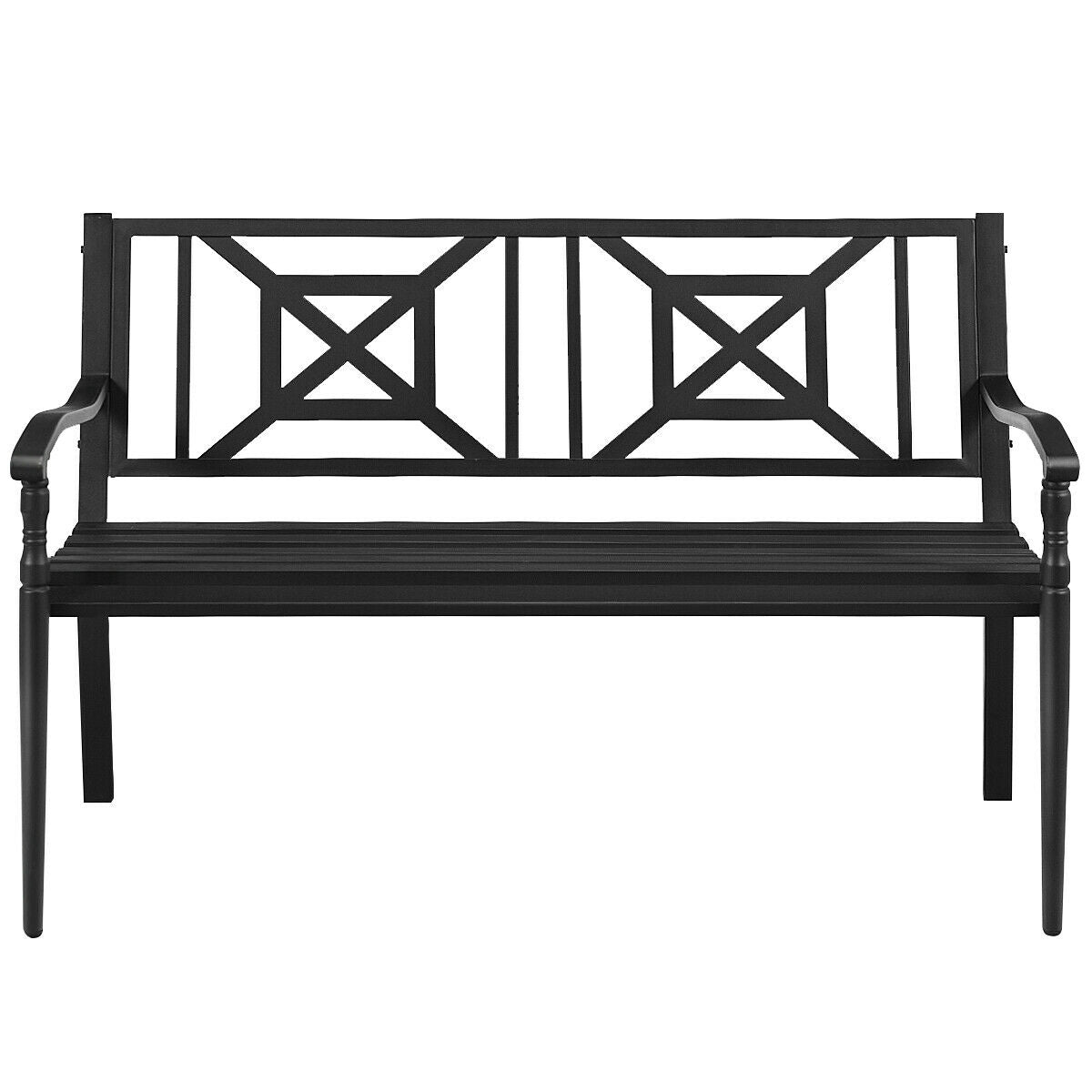 Steel Patio Garden Bench with Armrests - 500 lb Capacity
