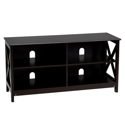 Wooden TV Stand Entertainment for TVs up to 55 Inch with X-Shaped Frame