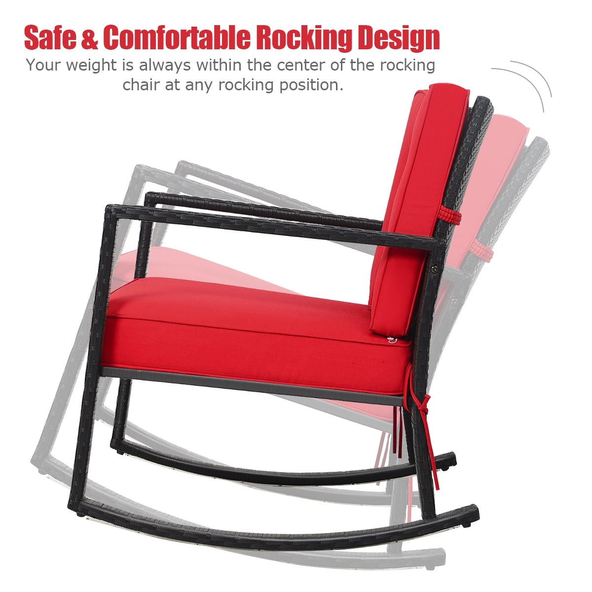 Rattan Rocking Chair with Cushion for Patio