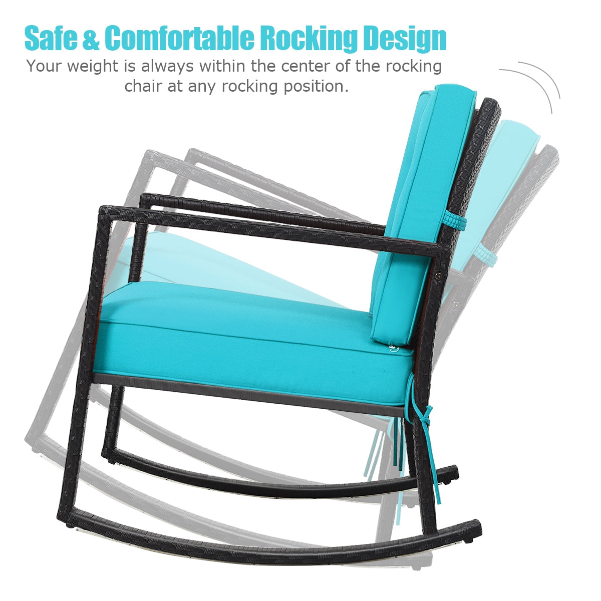 Rattan Rocking Chair with Cushion for Patio