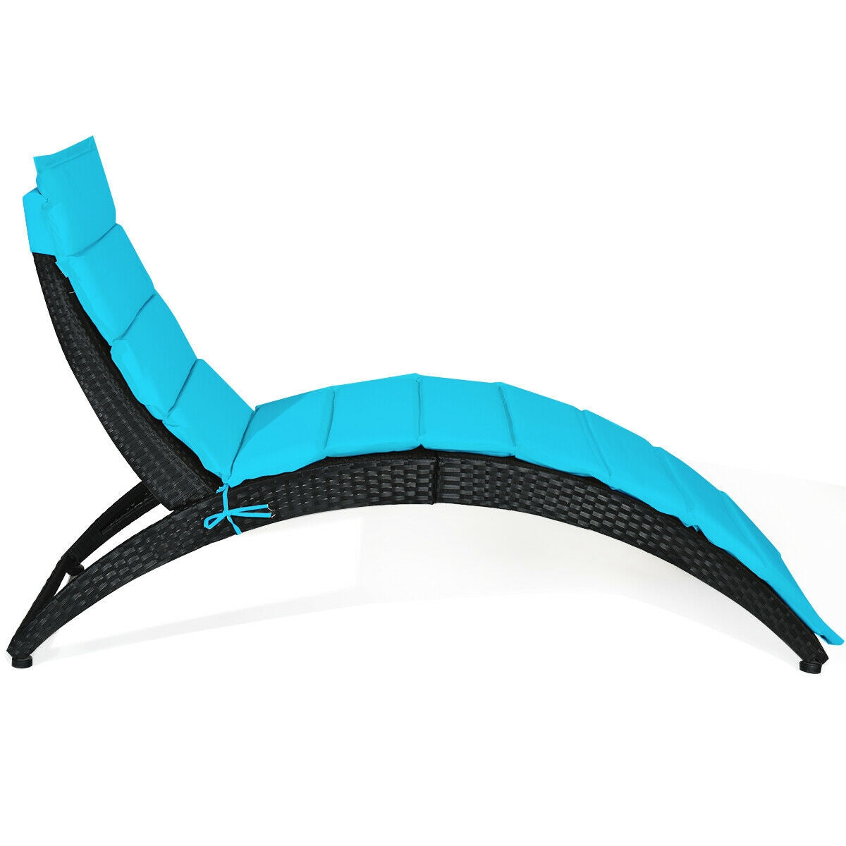Folding Rattan Lounge Chair with Cushion - Outdoor Patio