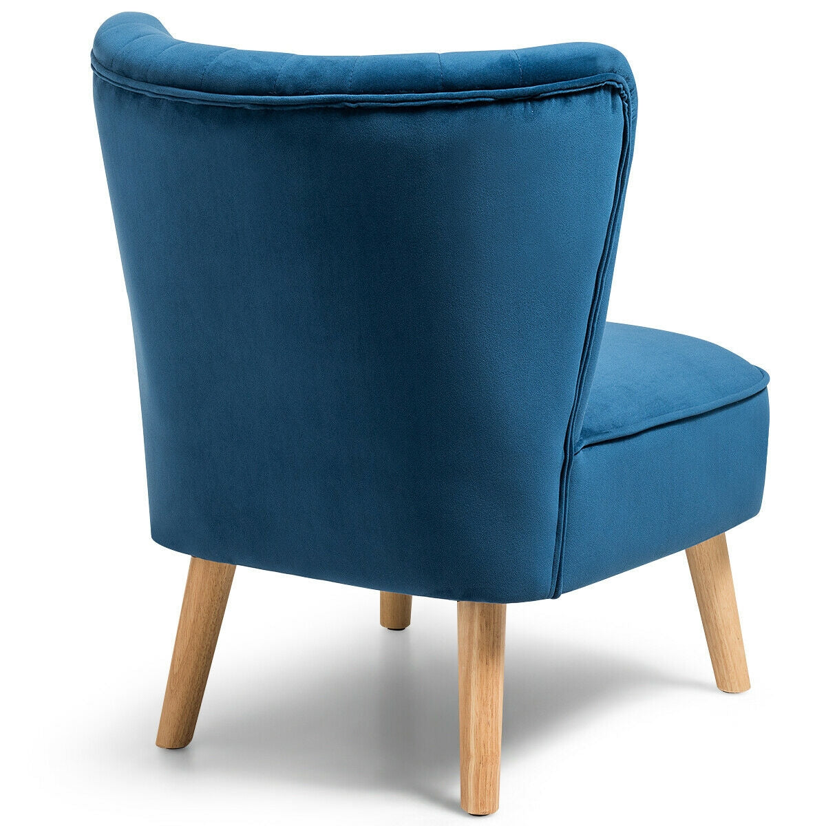 Velvet Accent Chair with Wood Legs - Armless Design
