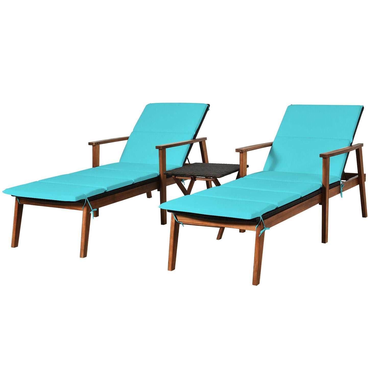 3-Piece Patio Lounge Chair Set with Folding Table