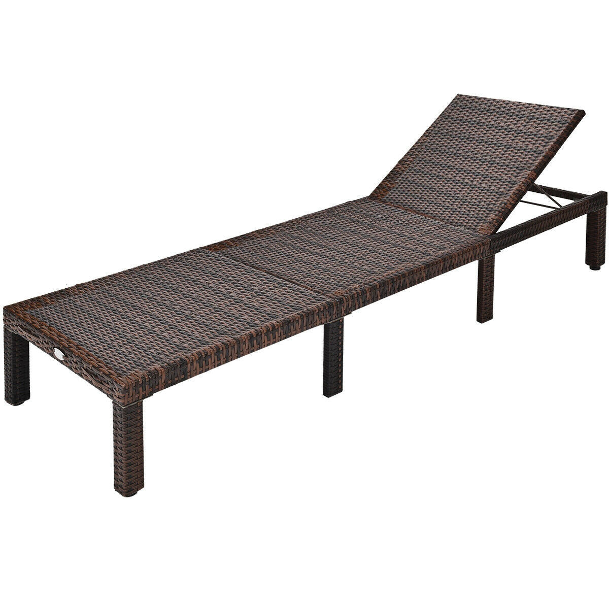 Adjustable Rattan Chaise Lounge with Cushion