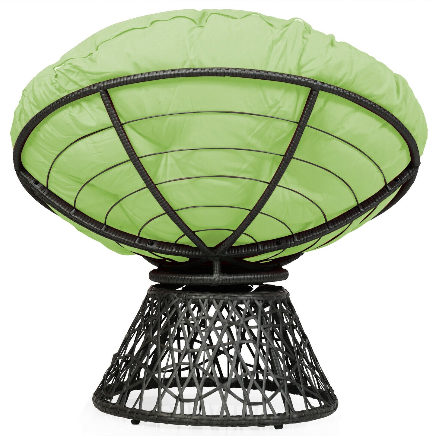 Rattan Papasan Chair with 360° Swivel and Cushion
