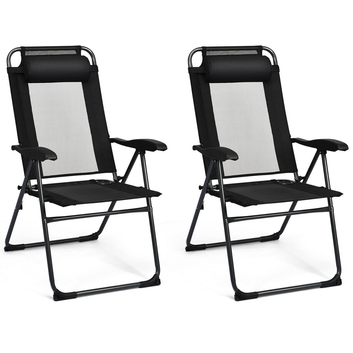 Adjustable Folding Patio Chairs with Headrest, Set of 4
