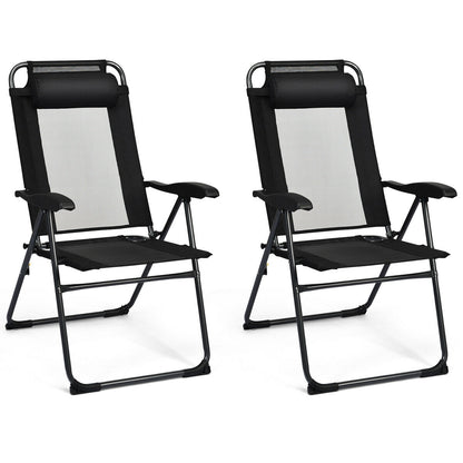 Adjustable Folding Patio Chairs with Headrest, Set of 4