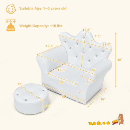 Kids Sofa Armrest Chair with Ottoman for Toddlers