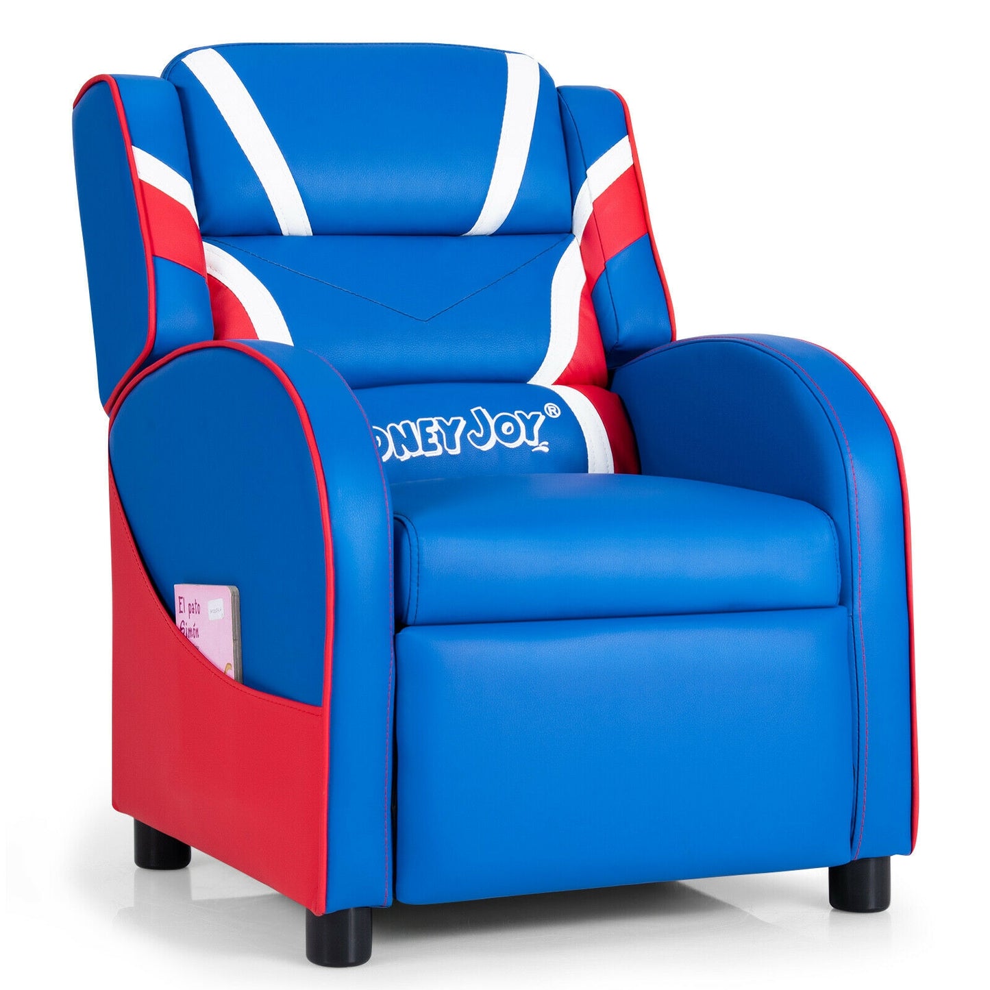 Kids Recliner Chair with Side Pockets - Adjustable Leather