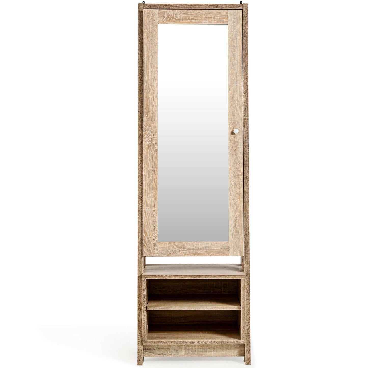 Jewelry Armoire with Full-Length Mirror and Storage Cabinet