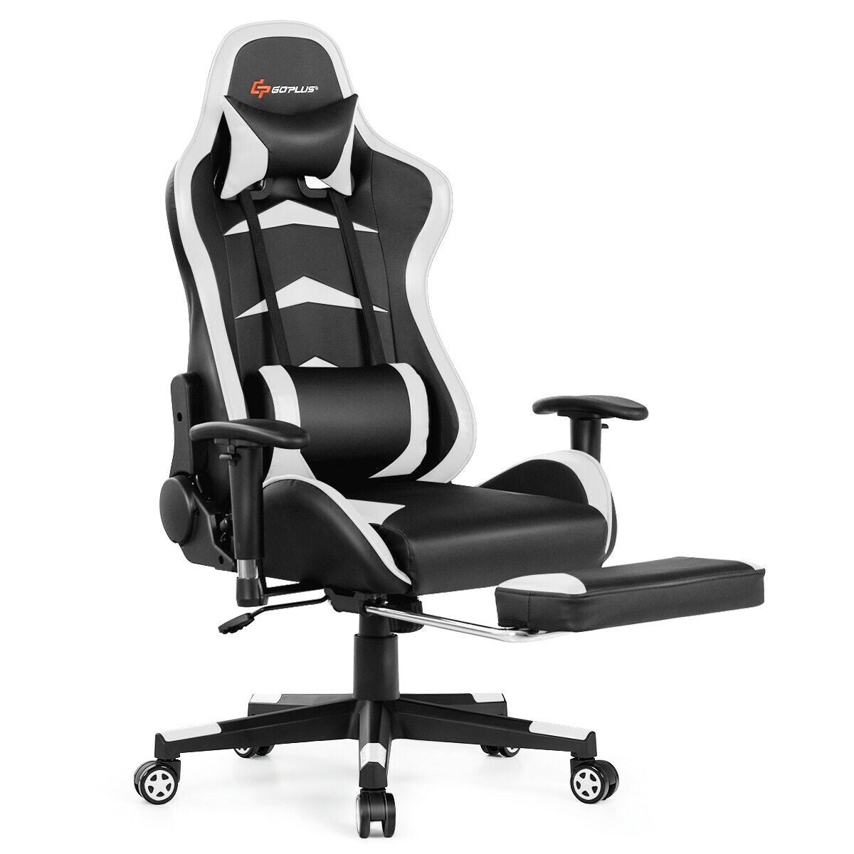 Gaming Chair with Massage Lumbar & Retractable Footrest