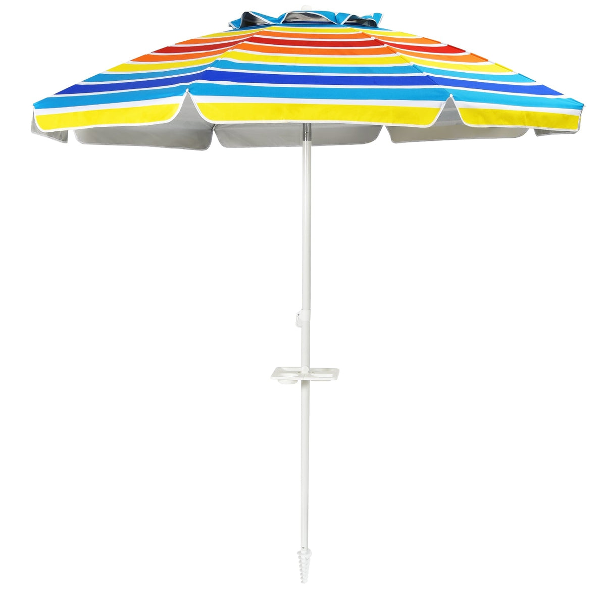 7.2 Feet Portable Outdoor Beach Umbrella with Sand Anchor and Tilt Mechanism