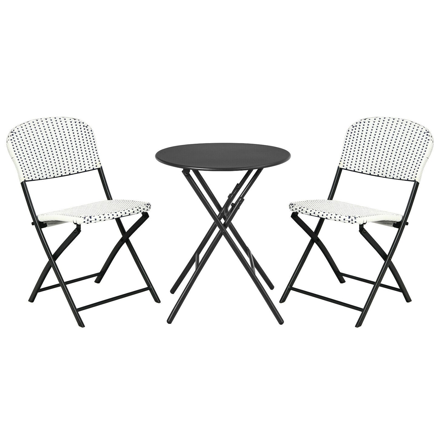 3-Piece Patio Bistro Set with Folding Table and Chairs