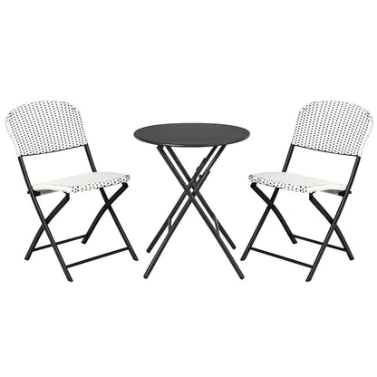 3-Piece Patio Bistro Set with Folding Table and Chairs